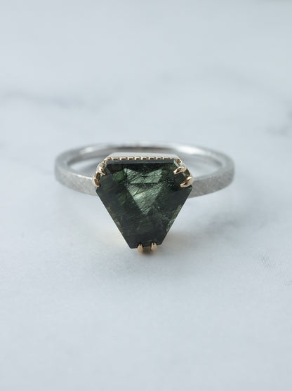 Ludwigite in Peridot Ring - 2