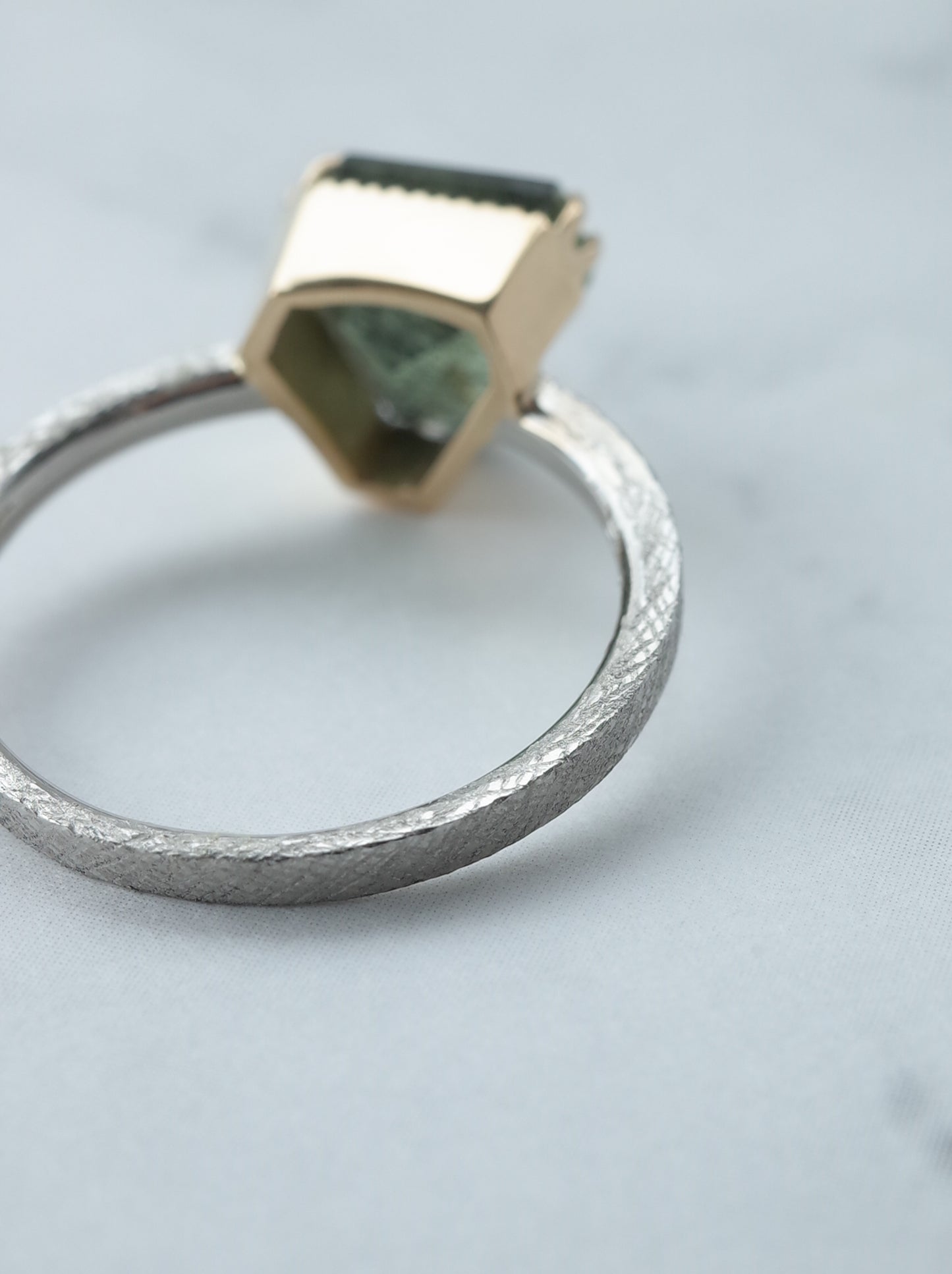 Ludwigite in Peridot Ring - 2
