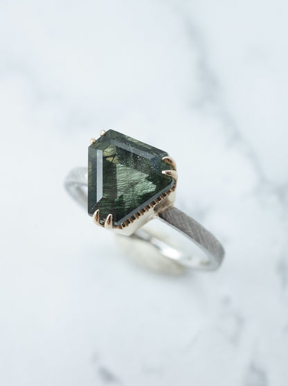 Ludwigite in Peridot Ring - 2