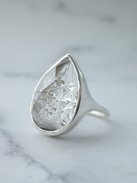 甲州貴石切子 Platinum Ruteilated Quartz Ring