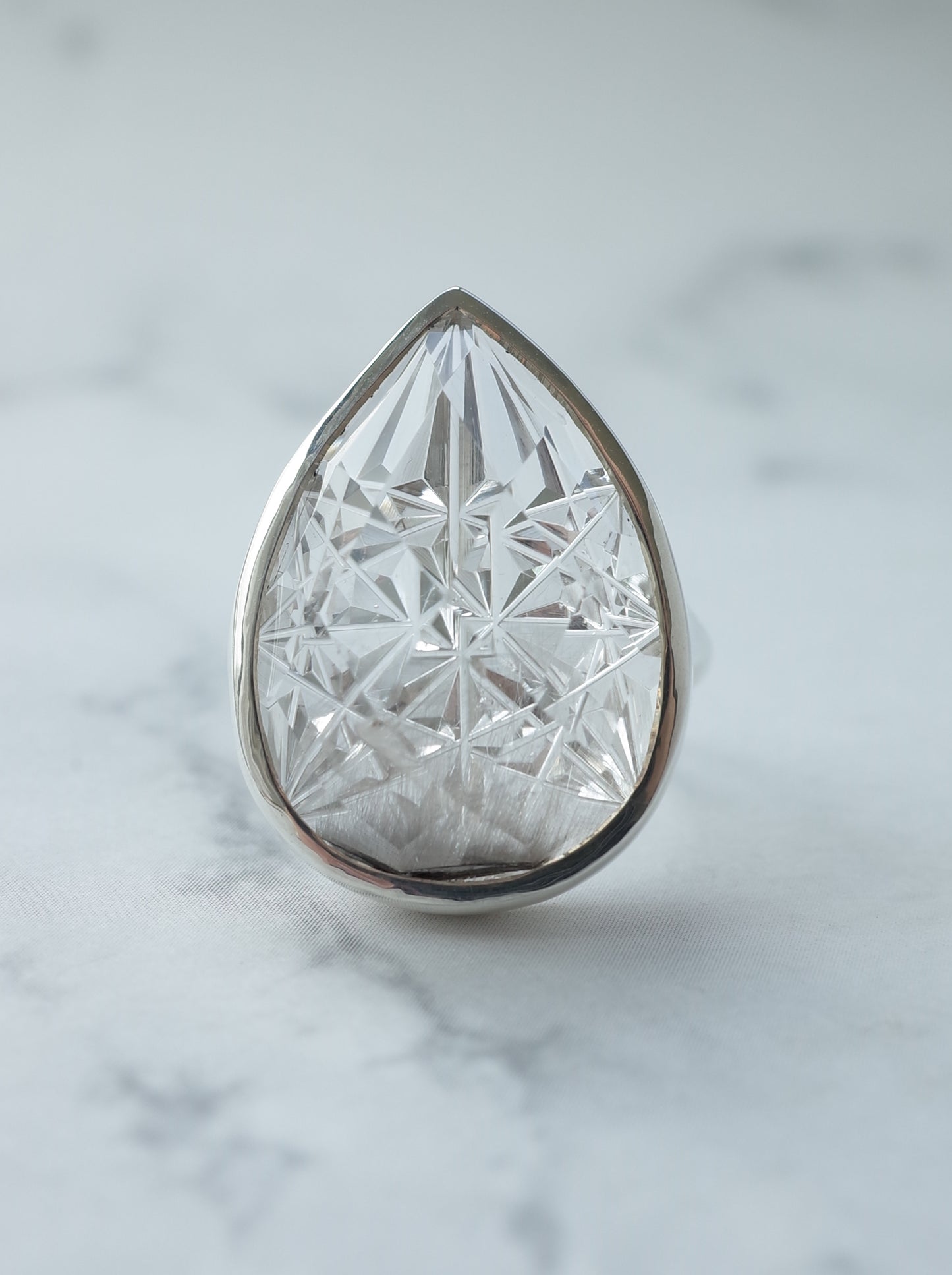 甲州貴石切子 Platinum Ruteilated Quartz Ring