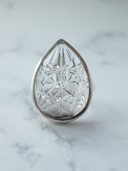 甲州貴石切子 Platinum Ruteilated Quartz Ring