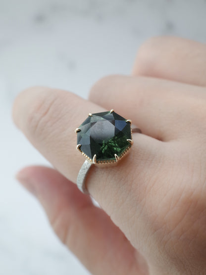 Ludwigite in Peridot Ring - 1