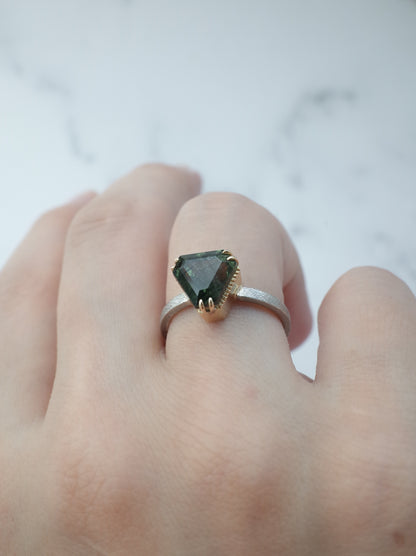 Ludwigite in Peridot Ring - 2