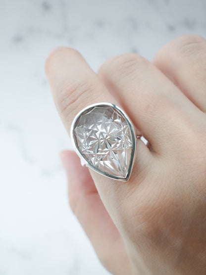 甲州貴石切子 Platinum Ruteilated Quartz Ring