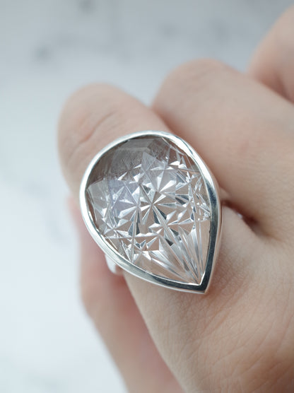 甲州貴石切子 Platinum Ruteilated Quartz Ring