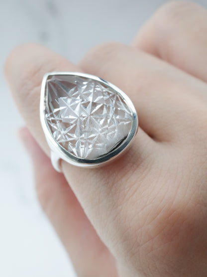 甲州貴石切子 Platinum Ruteilated Quartz Ring