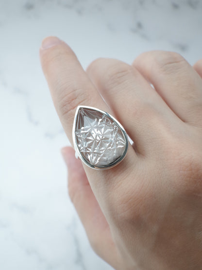 甲州貴石切子 Platinum Ruteilated Quartz Ring