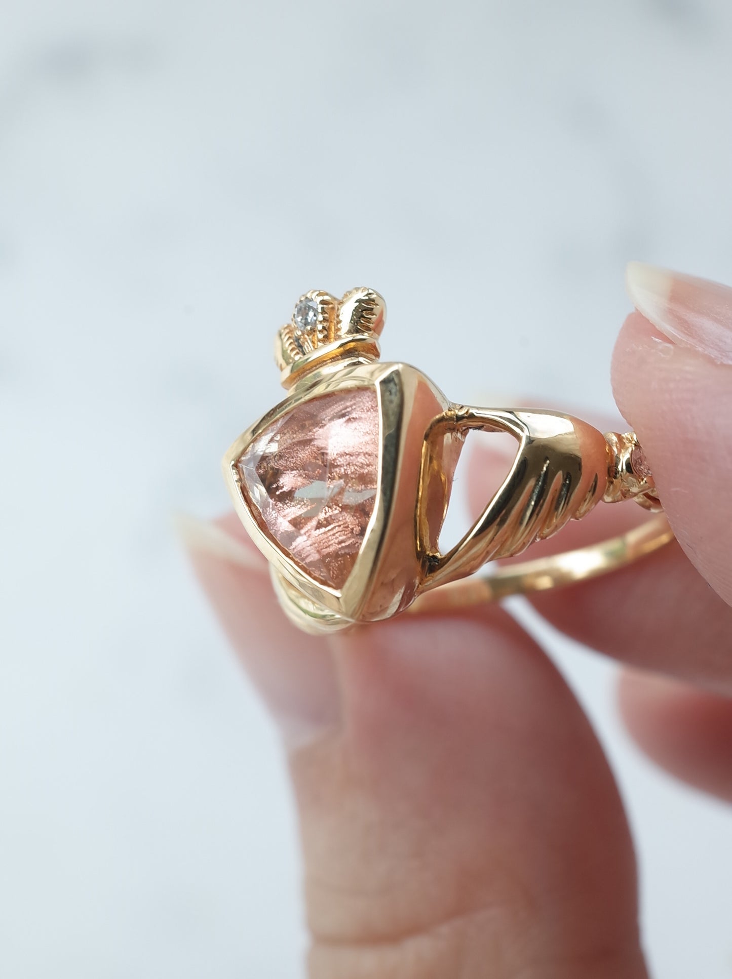 Oregon Sunstone Claddagh Ring