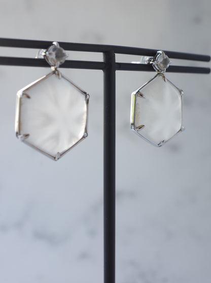Trapiche Quartz Stud Earrings - 2  K10WG