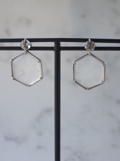 Trapiche Quartz Stud Earrings - 2  K10WG