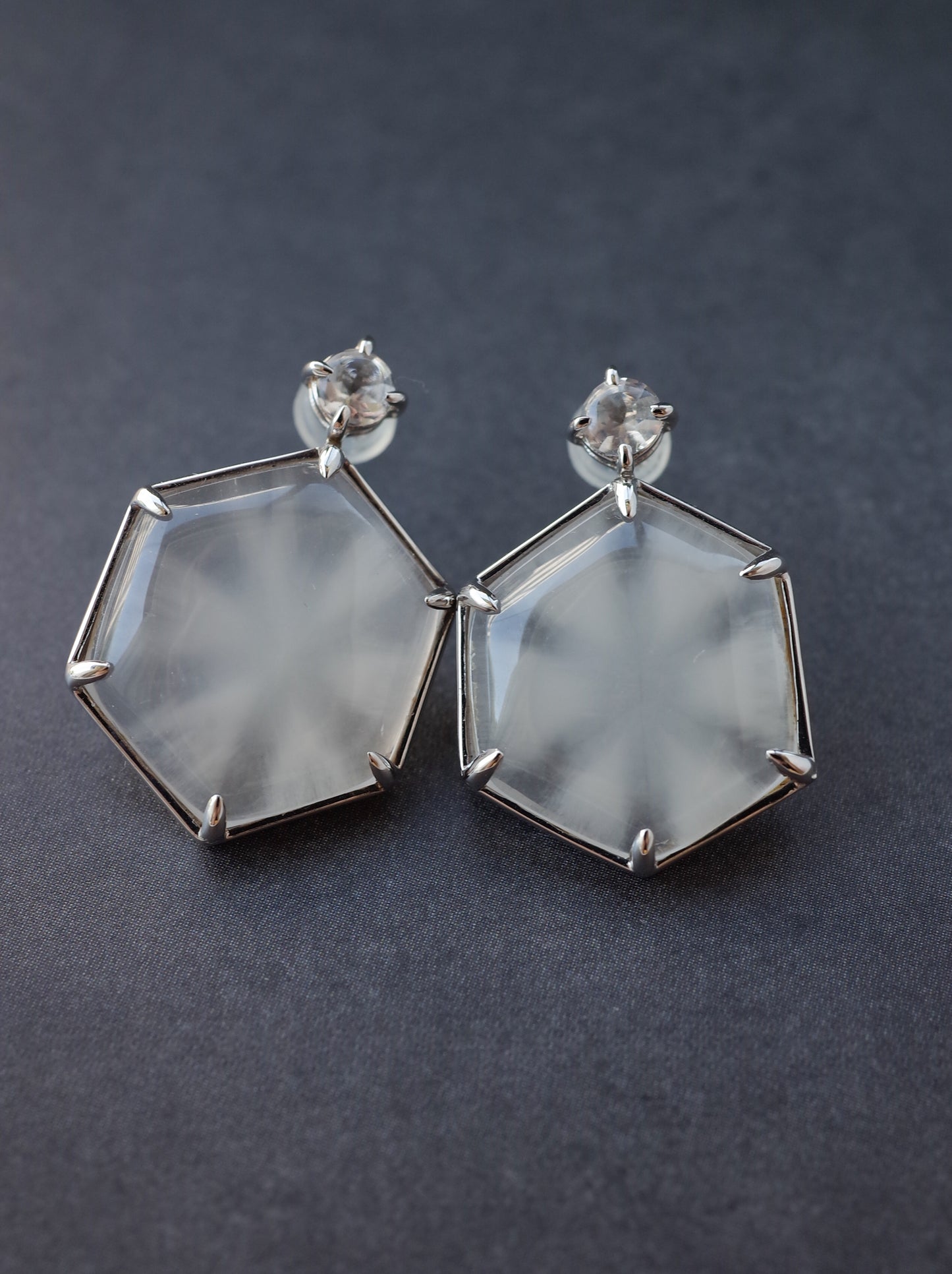 Trapiche Quartz Stud Earrings - 2  K10WG