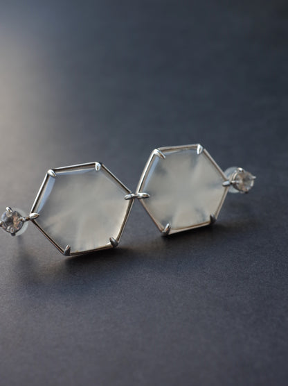 Trapiche Quartz Stud Earrings -1 K10WG
