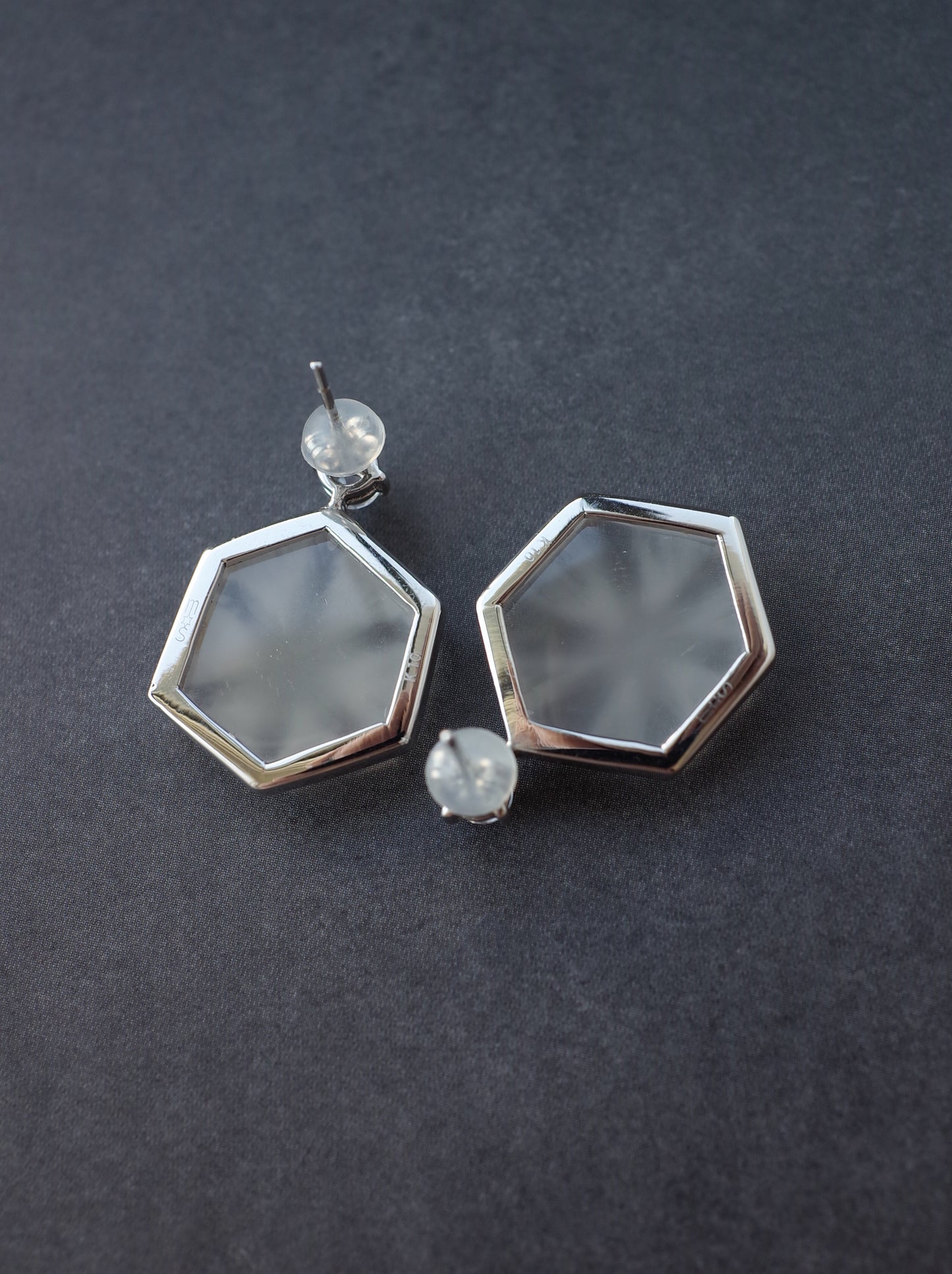 Trapiche Quartz Stud Earrings - 2  K10WG