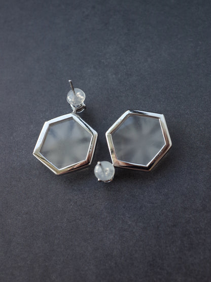 Trapiche Quartz Stud Earrings - 2  K10WG