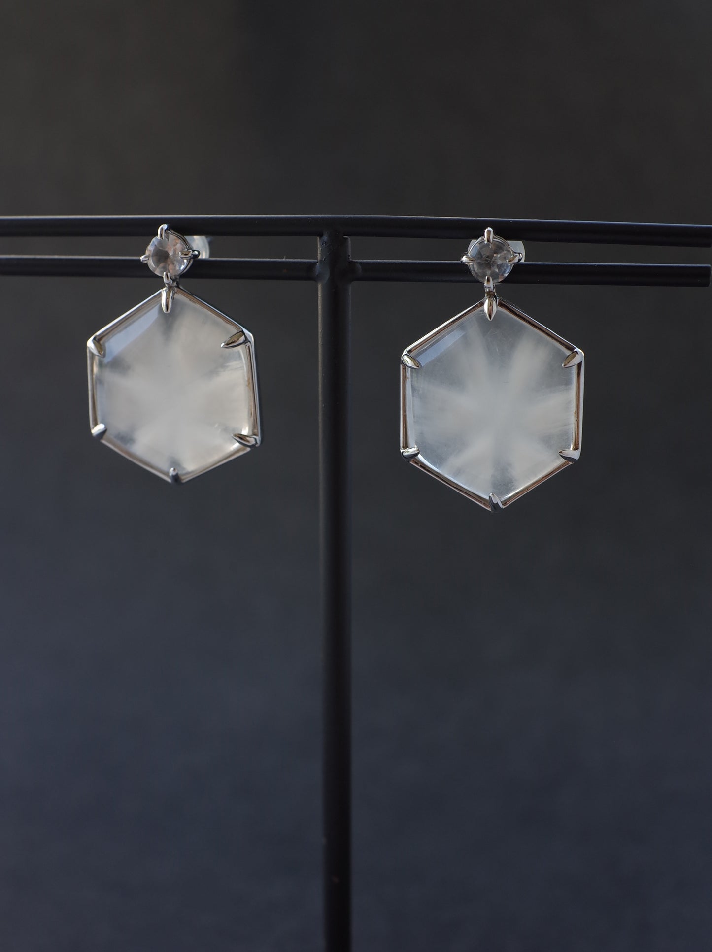 Trapiche Quartz Stud Earrings - 2  K10WG