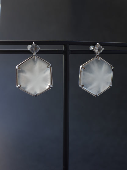 Trapiche Quartz Stud Earrings - 2  K10WG