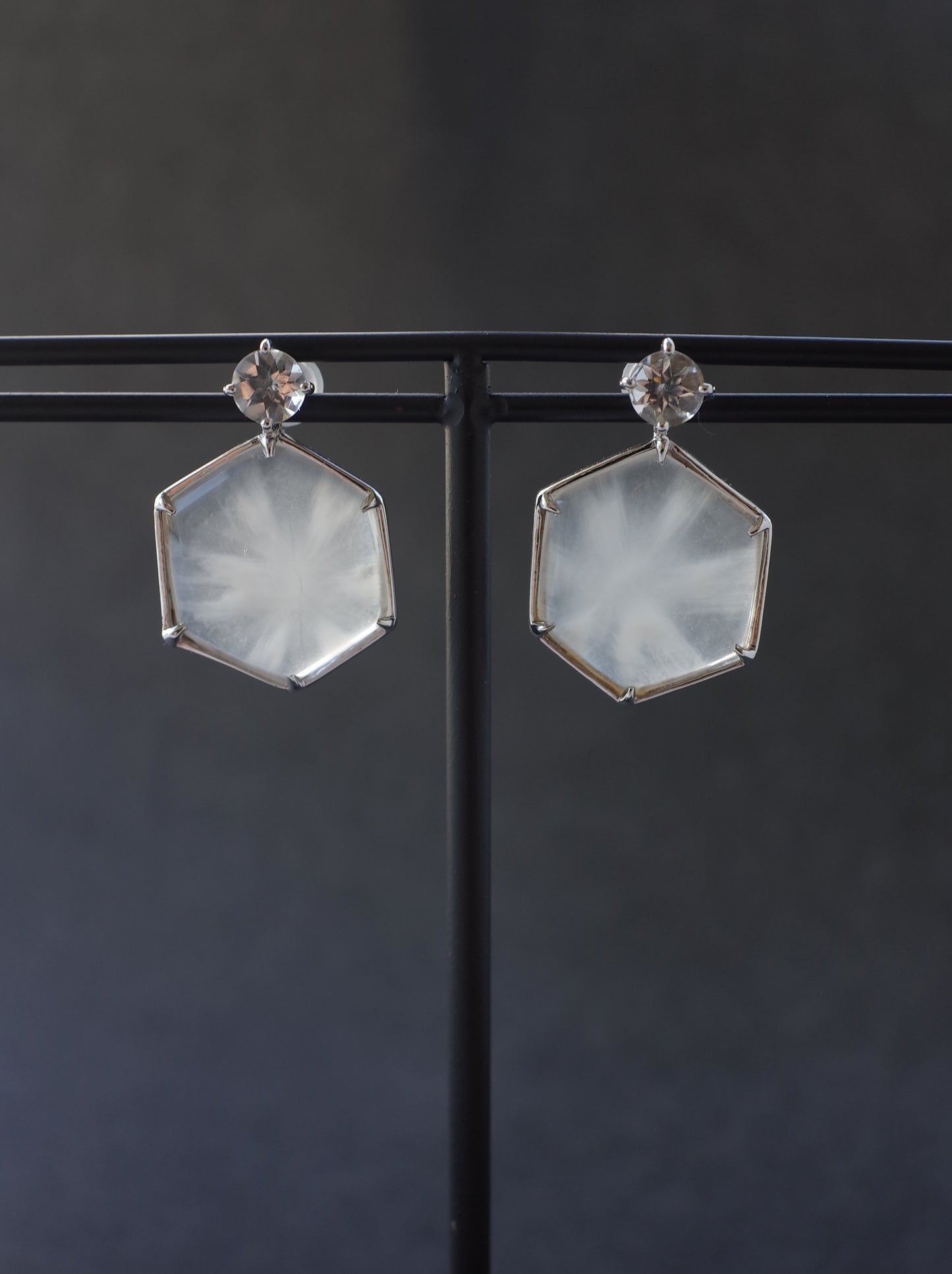 Trapiche Quartz Stud Earrings - 2  K10WG