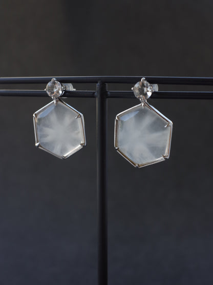Trapiche Quartz Stud Earrings -1 K10WG