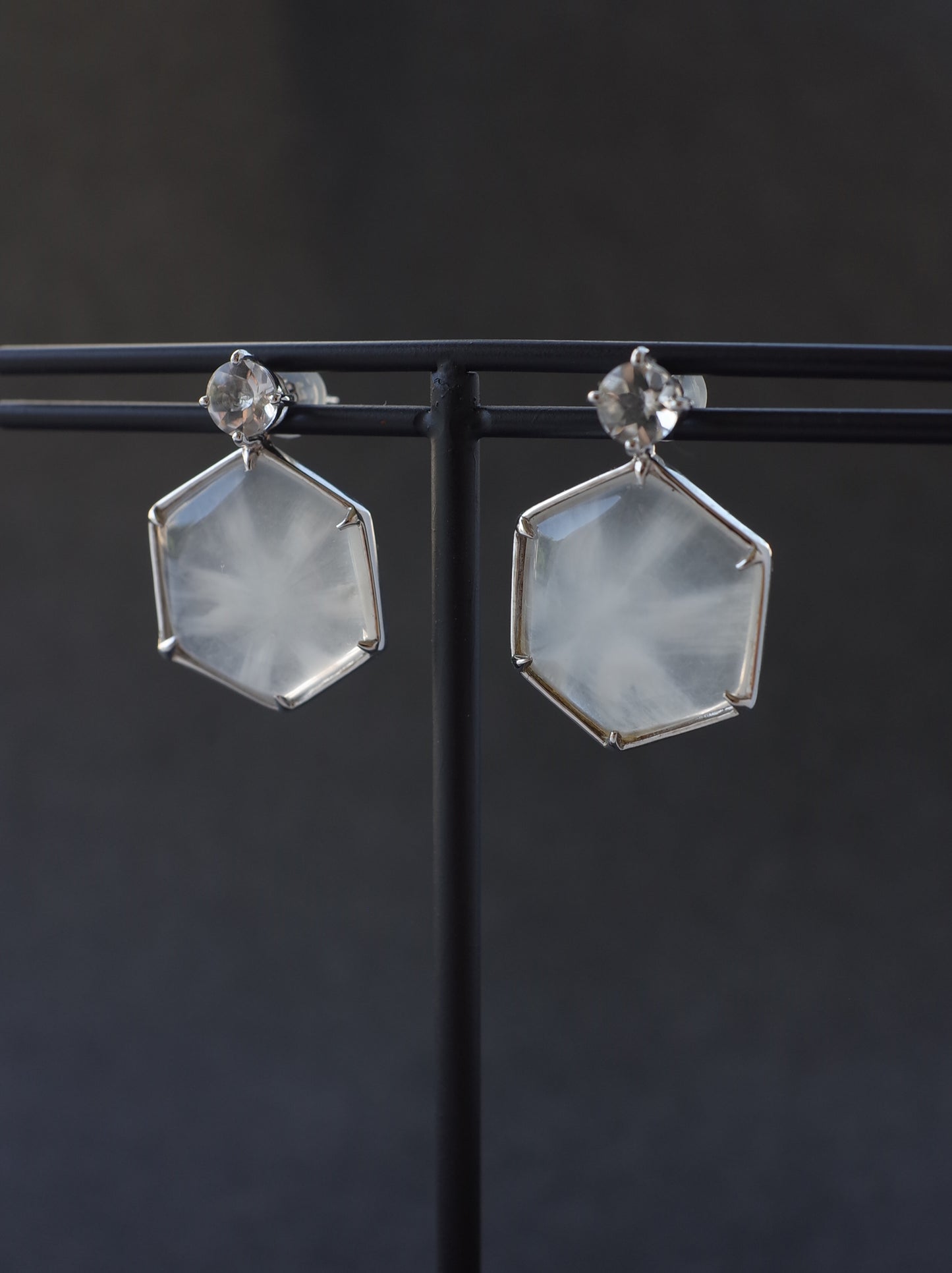Trapiche Quartz Stud Earrings - 2  K10WG