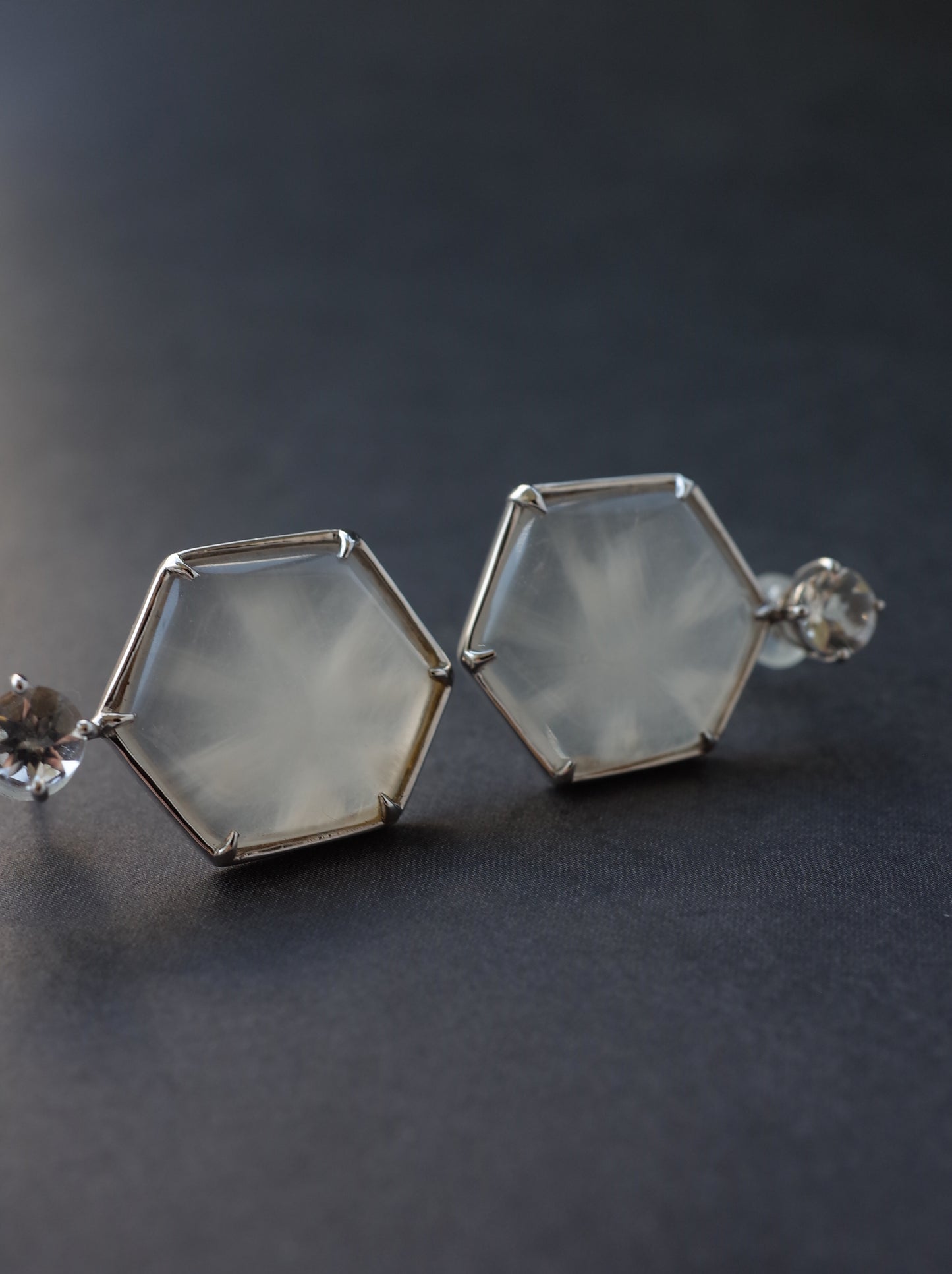 Trapiche Quartz Stud Earrings - 2  K10WG
