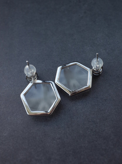 Trapiche Quartz Stud Earrings -1 K10WG