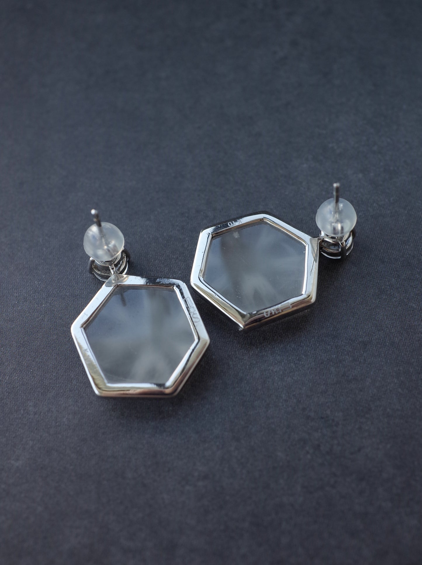 Trapiche Quartz Stud Earrings - 2  K10WG