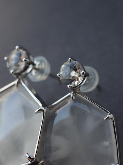 Trapiche Quartz Stud Earrings - 2  K10WG