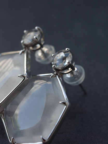 Trapiche Quartz Stud Earrings - 2  K10WG