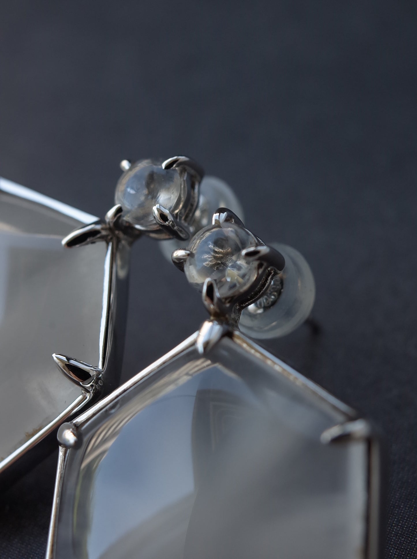 Trapiche Quartz Stud Earrings -1 K10WG