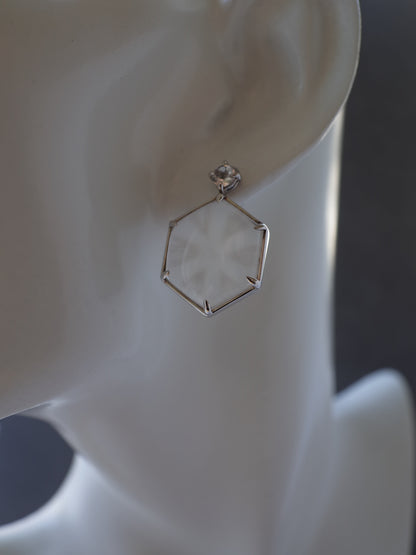 Trapiche Quartz Stud Earrings -1 K10WG