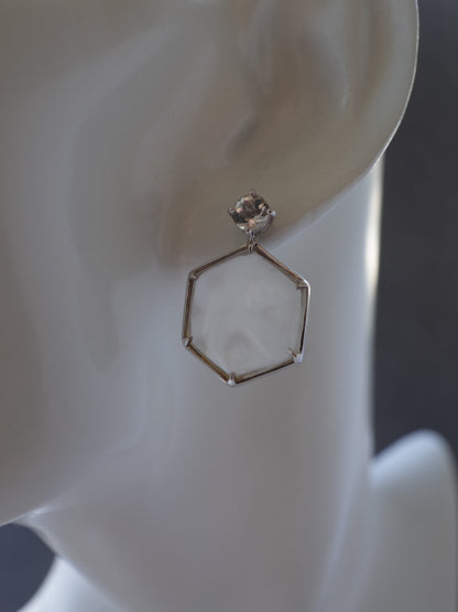 Trapiche Quartz Stud Earrings - 2  K10WG