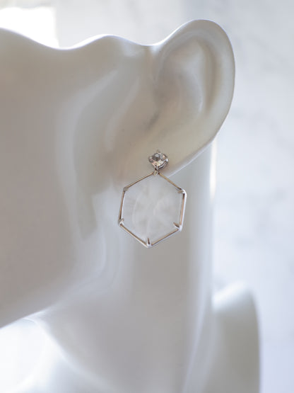 Trapiche Quartz Stud Earrings -1 K10WG