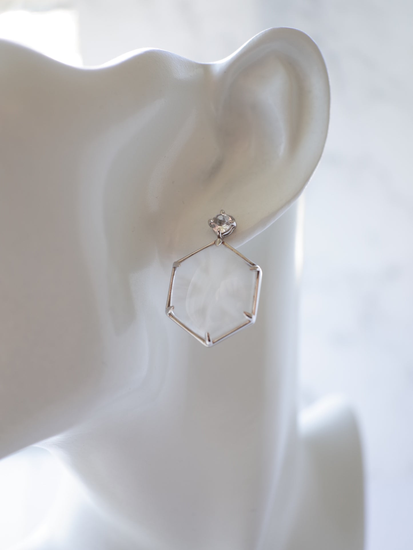 Trapiche Quartz Stud Earrings - 2  K10WG