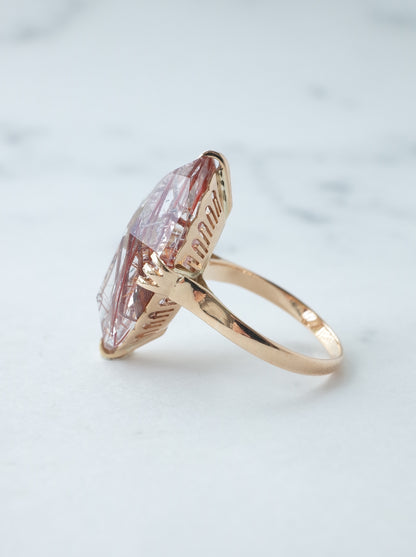 Neo Vintage Red Rutilated Quartz Ring