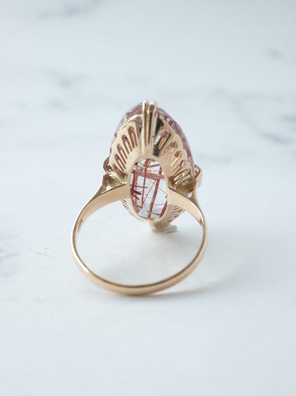 Neo Vintage Red Rutilated Quartz Ring