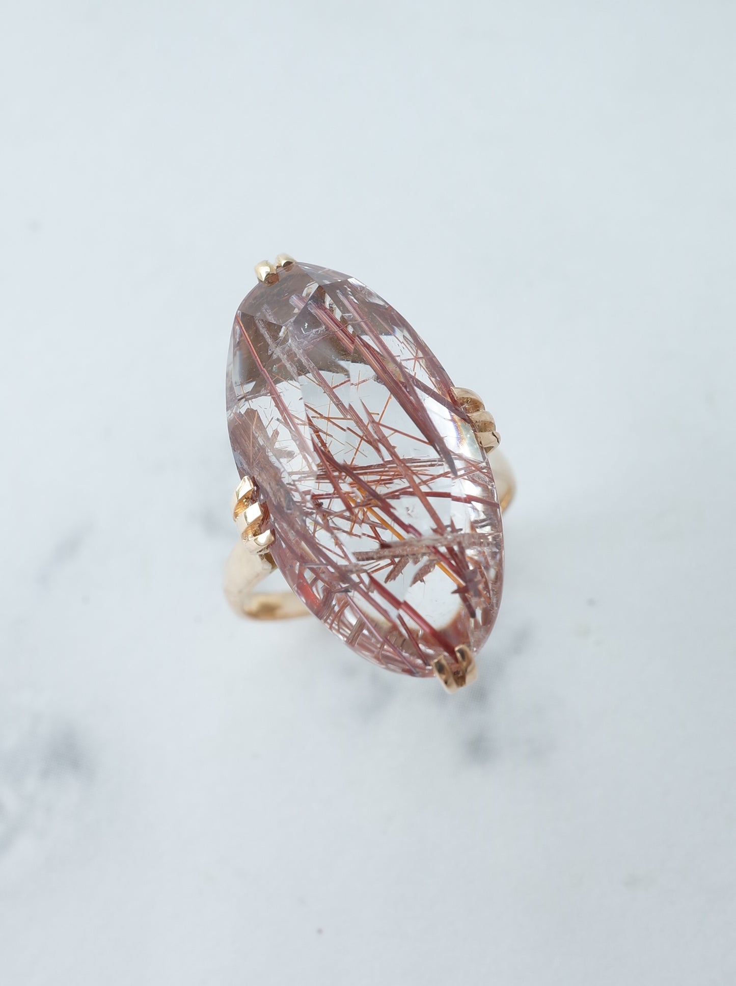 Neo Vintage Red Rutilated Quartz Ring