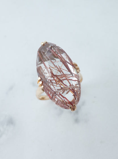 Neo Vintage Red Rutilated Quartz Ring