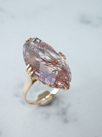 Neo Vintage Red Rutilated Quartz Ring