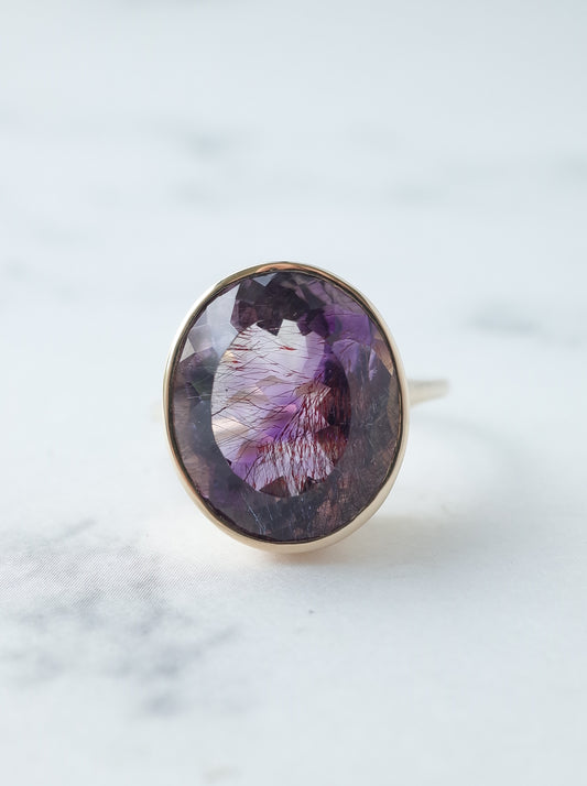 Goethite in Amethyst Ring - 3