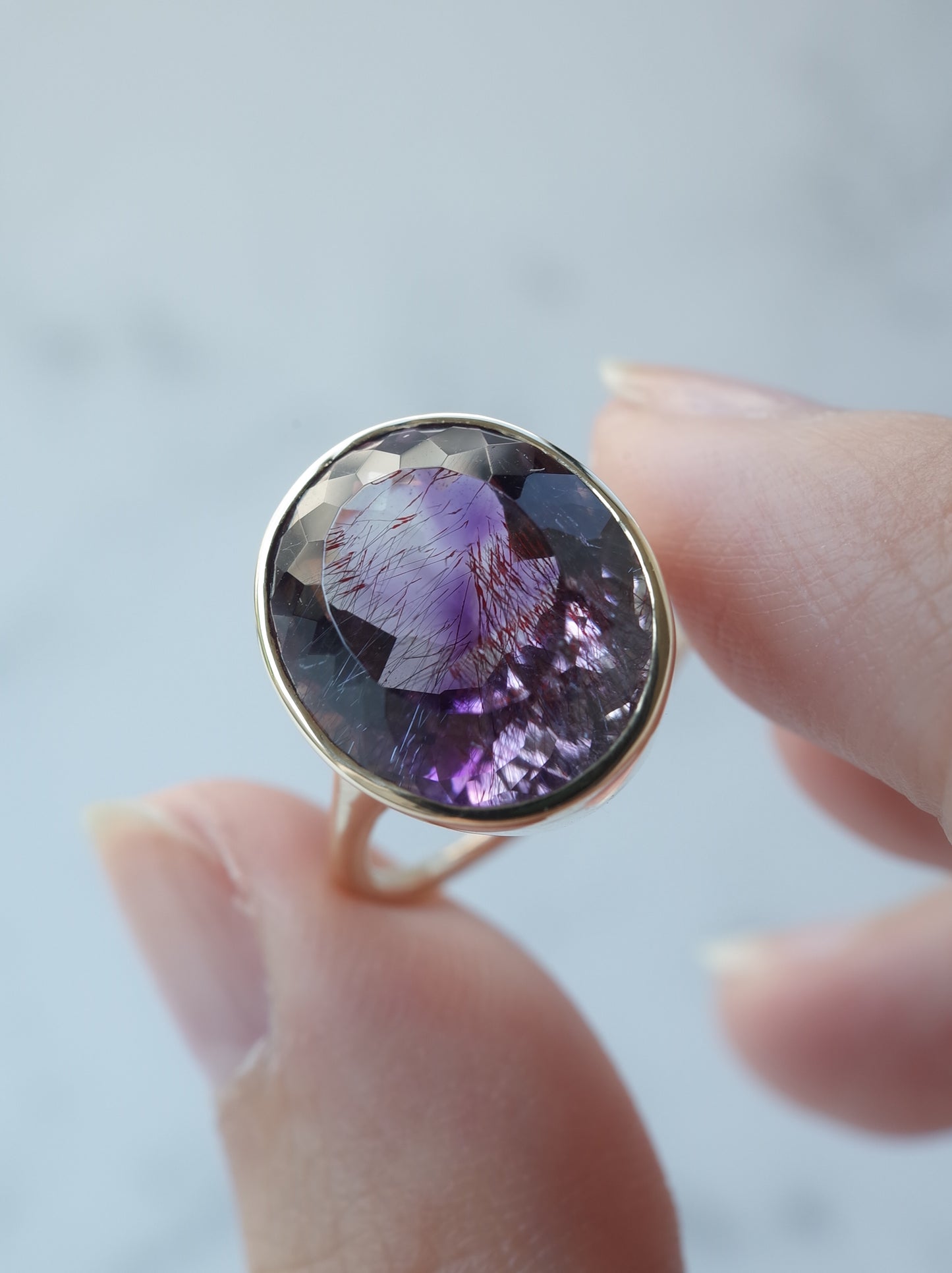 Goethite in Amethyst Ring - 3
