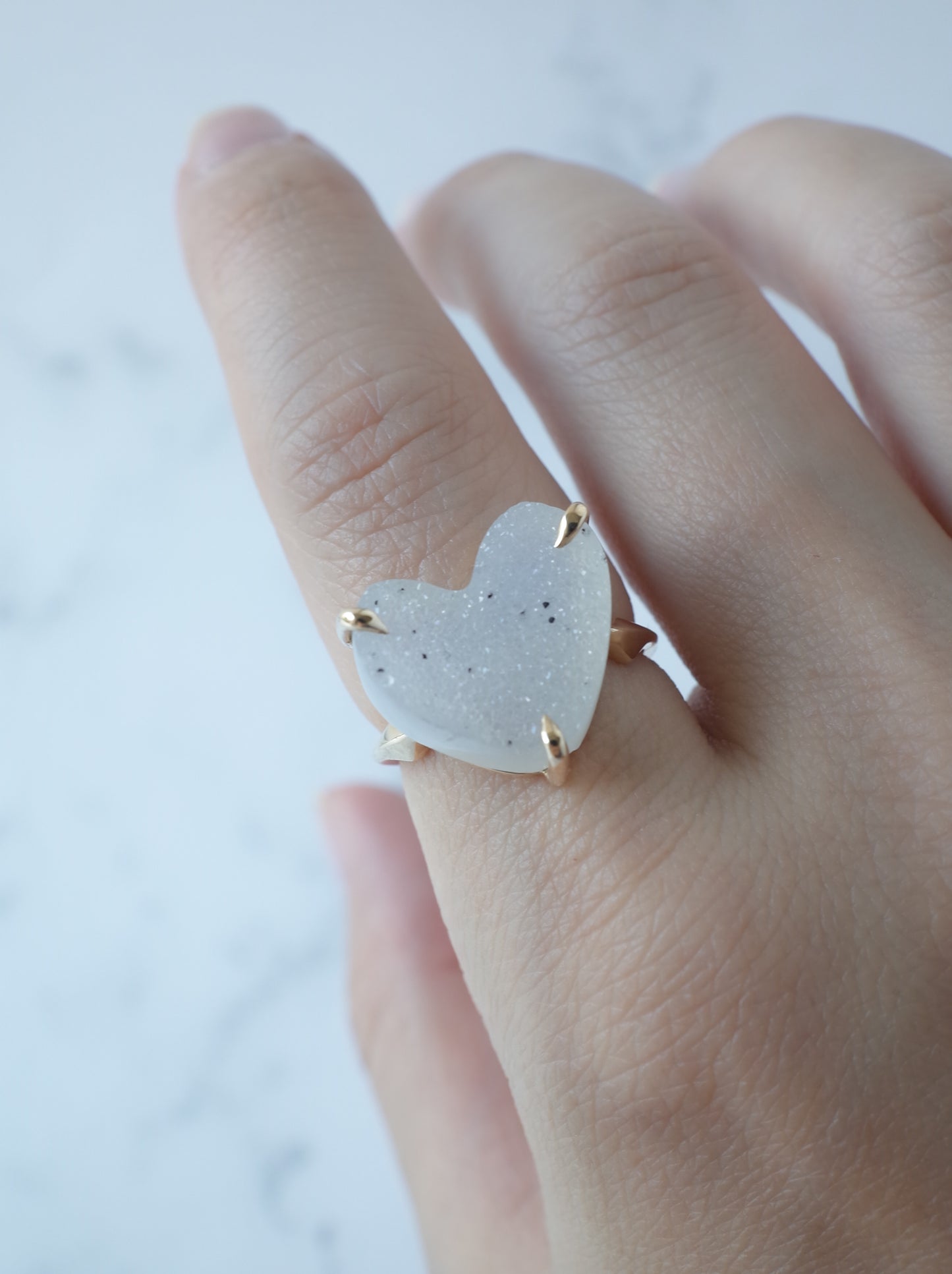 Druzy agate Quartz Ring  White - 1