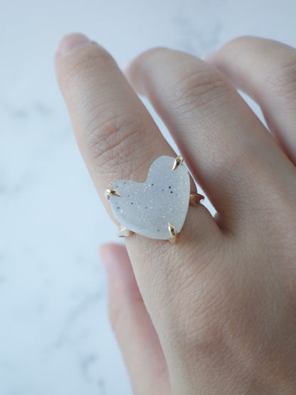 Druzy agate Quartz Ring  White - 1