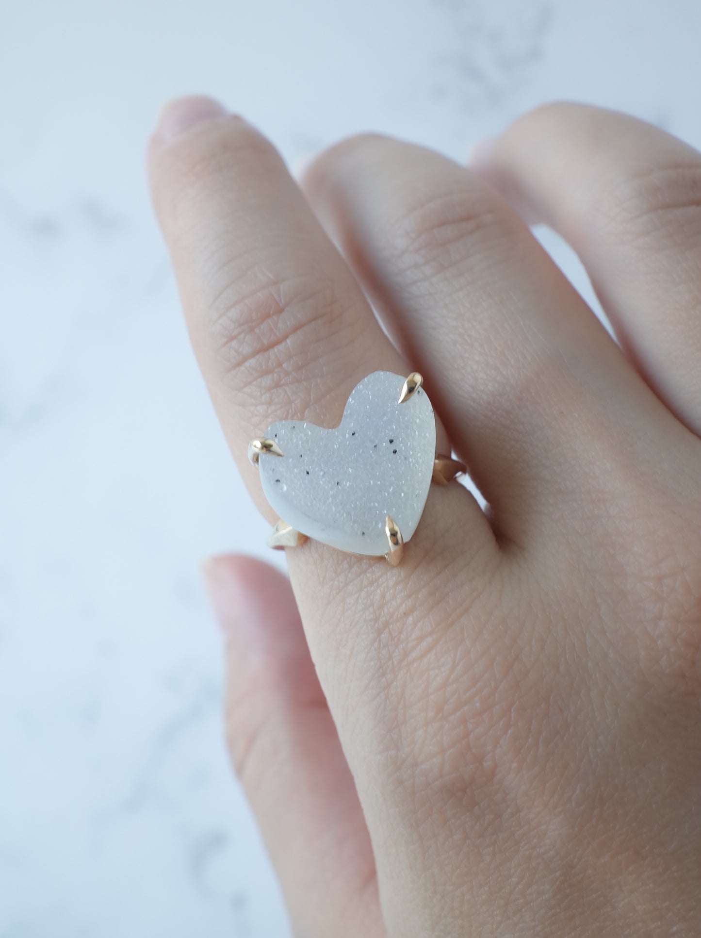 Druzy agate Quartz Ring  White - 1