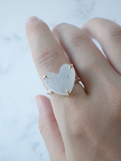 Druzy agate Quartz Ring  White - 1