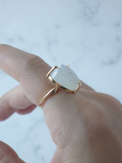 Druzy agate Quartz Ring  White - 1