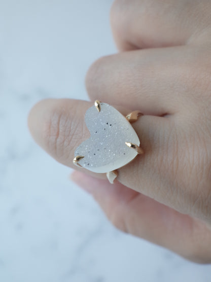 Druzy agate Quartz Ring  White - 1