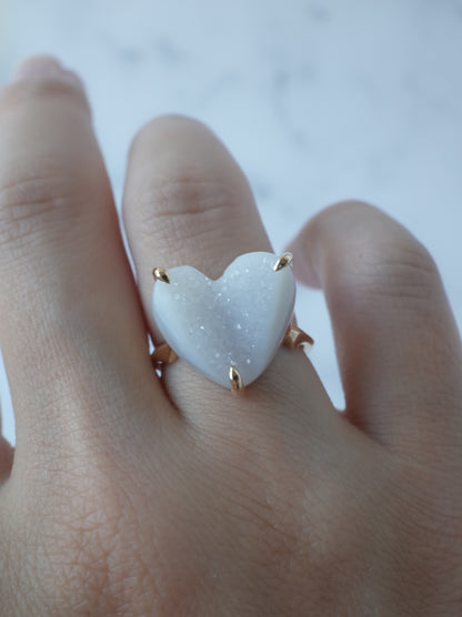 Druzy agate Quartz Ring  White - 2