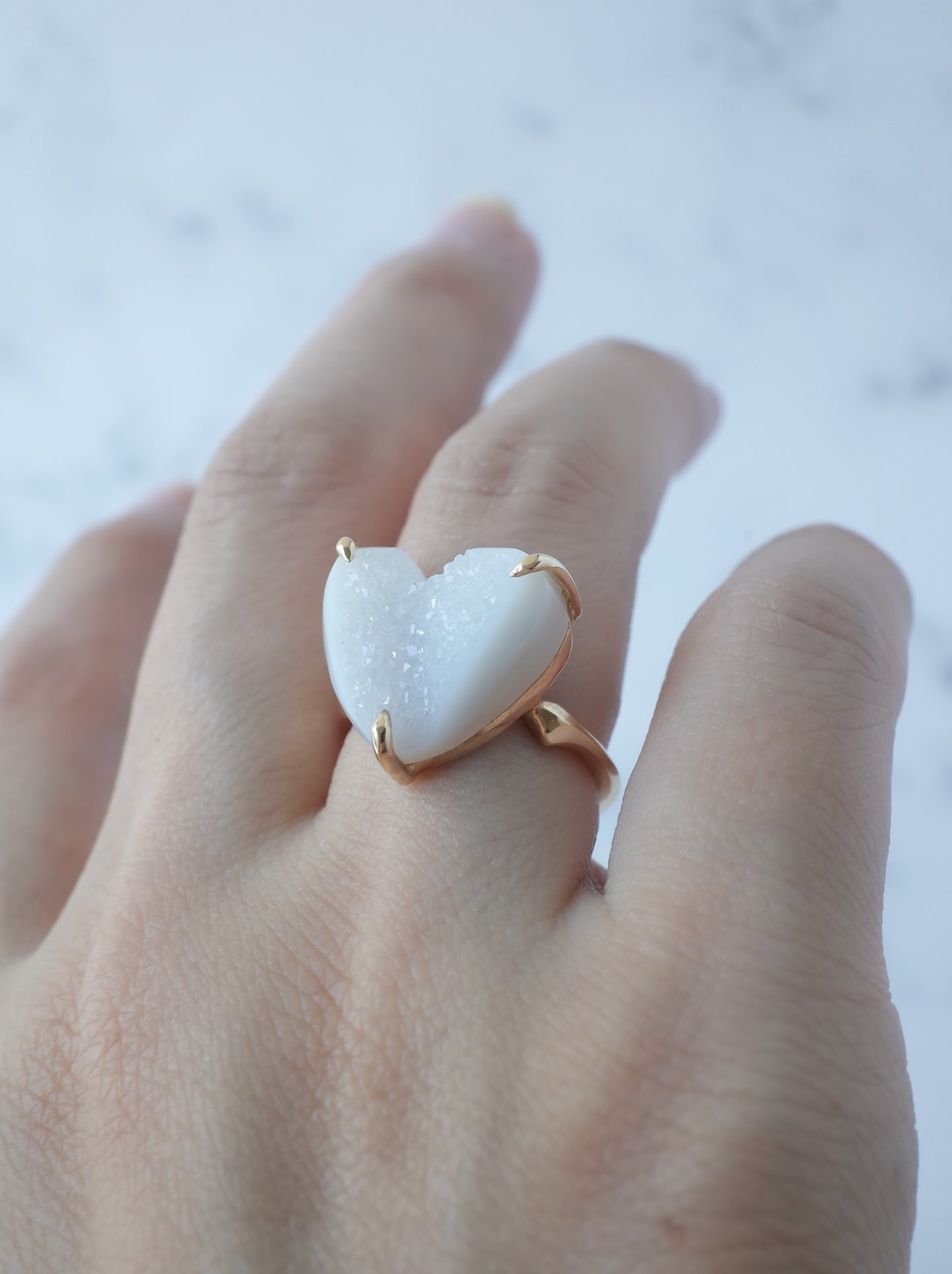 Druzy agate Quartz Ring  White - 2