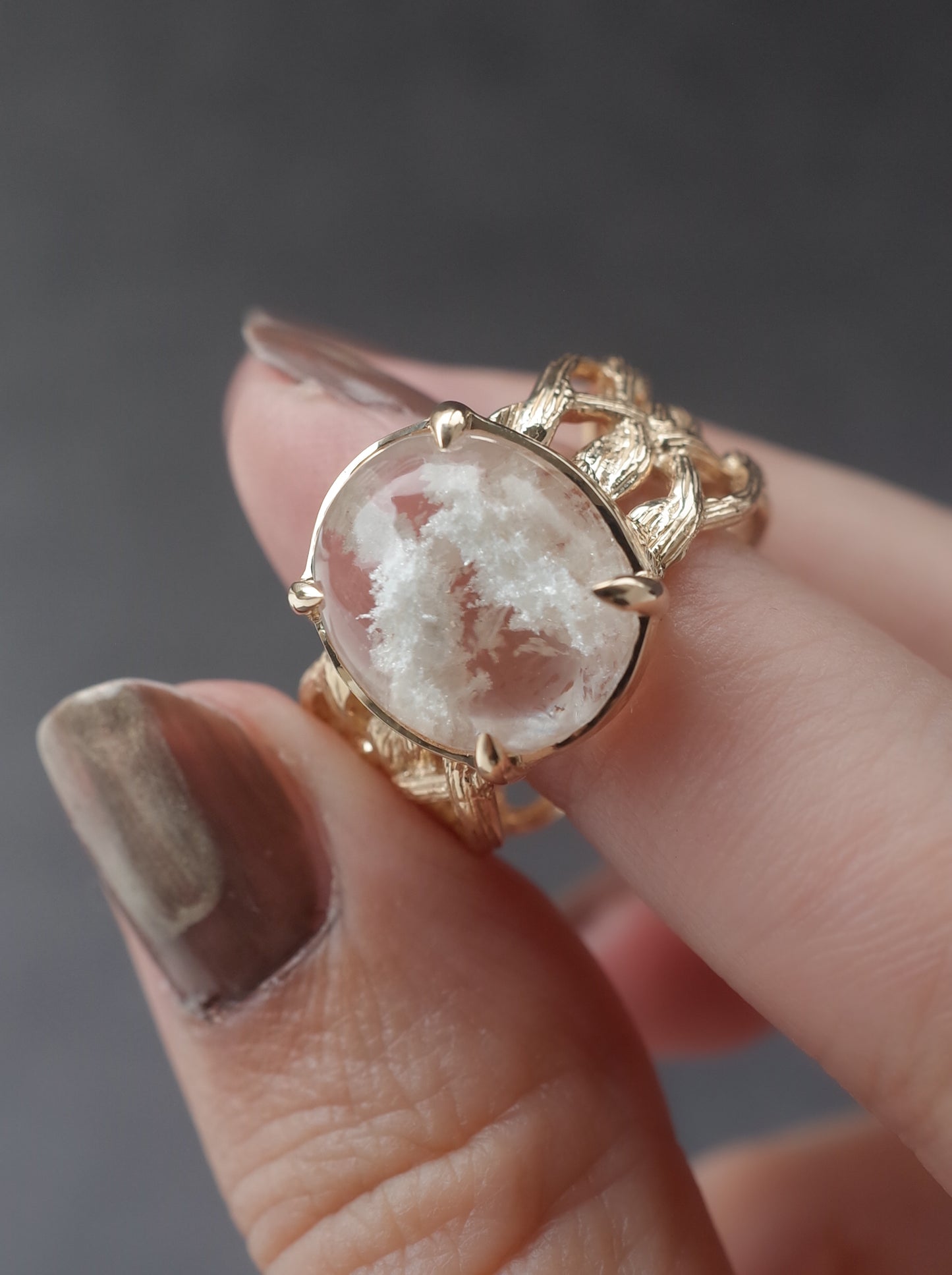 White Garden Quartz ARAN Ring -  2